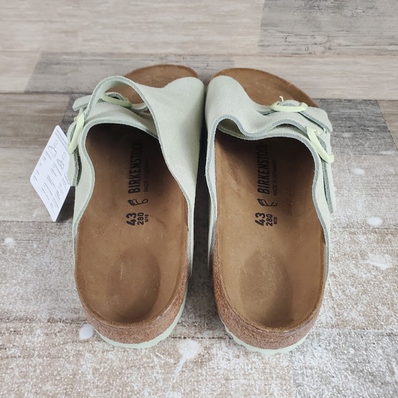 Birkenstock Zurich Mens Slide‎ Sandals Sz 10 Faded Lime Suede Leather Buckles main image 10